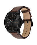Men's Quartz Watch with Leather Calfskin Strap, Brown, 20 (Model: 1791383)