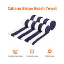 Amazon Basics Cabana Stripe Beach Towel - 2-Pack, Navy Blue