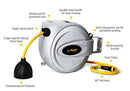 Power Retractable Hose Reel 50 + 6 ft x 5/8” - Brass Fittings, Super Heavy Duty