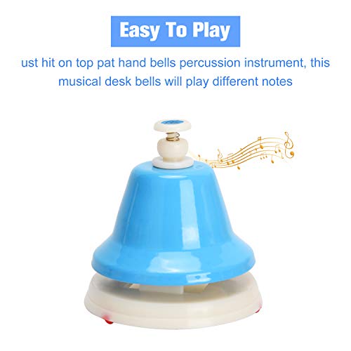 Desk Bells, 8 Notes Diatonic Metal Hand Bells, Rainbow Music Bells