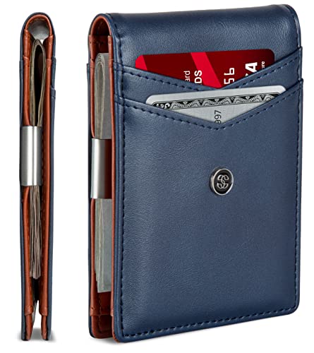 Leather Slim Wallets for Men. Wallet Card Holder with Money Clip.