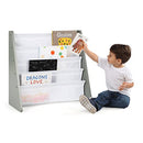 Grey/White Kids Book Rack Storage Bookshelf, 4 Tiers
