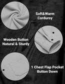 Men's Corduroy Shirt Jacket Casual Slim Fit Button up Overshirt with Flap Pocket Grey