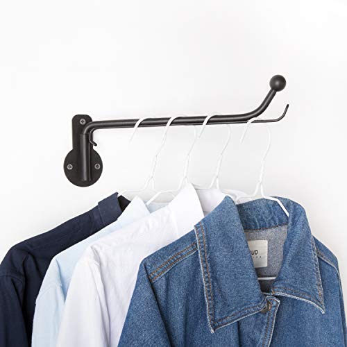 Wall Mounted Clothes Hanger with Swing Arm Holder Hook Metal Hanging  2 Pack