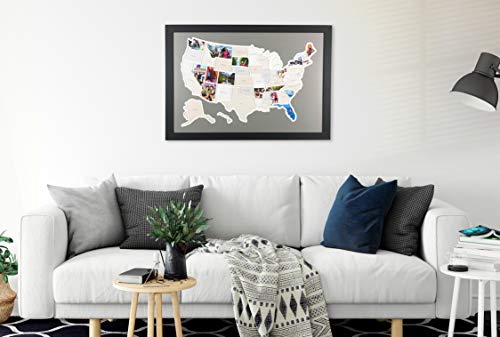 50 States USA Photo Map - Frame Optional - Made in America (Driftwood, White Frame)