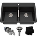 Kitchen Sink, 33-Inch Equal Bowls, Black Onyx Granite, KGD-433B model