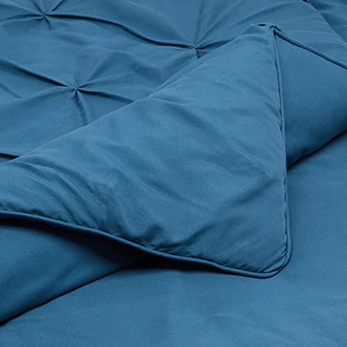 Pinch Pleat Down-Alternative Comforter Bedding Set - Full / Queen, Dark Teal
