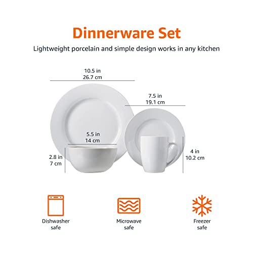 16-Piece Porcelain Kitchen Dinnerware Set with Plates, Bowls and Mugs