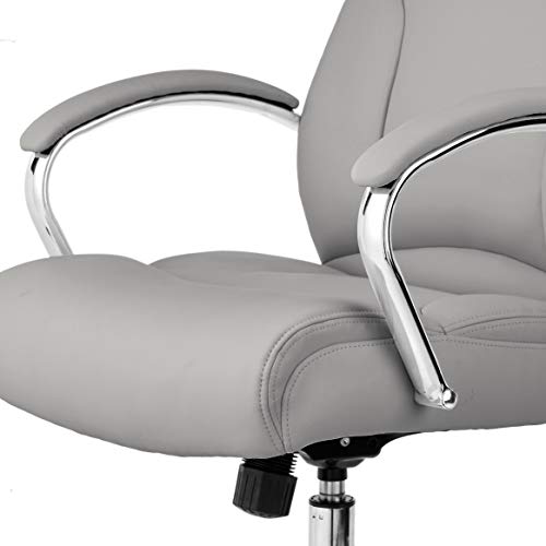 Executive Chair, 275lb Capacity with Oversized Seat Cushion, Grey Bonded Leather