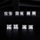 18K White Gold Plated Princess Cut Clear Cubic Zirconia Stud Earring Pack of 5 Pairs