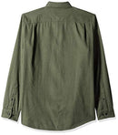 Men's Regular-Fit Long-Sleeve Two-Pocket Flannel Shirt, Olive Heather - Medium