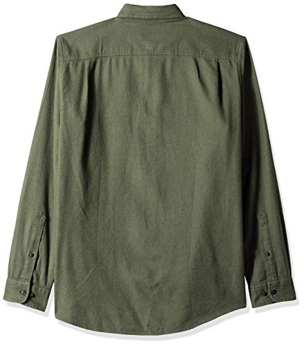 Men's Regular-Fit Long-Sleeve Two-Pocket Flannel Shirt, Olive Heather