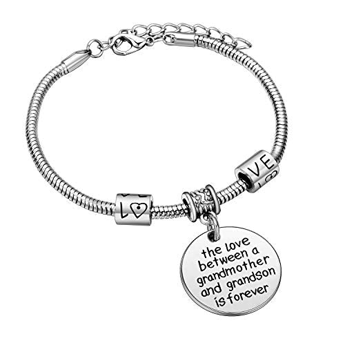 Love between a Grandmother and Grandson is Forever Charm Bracelet Family Jewelry