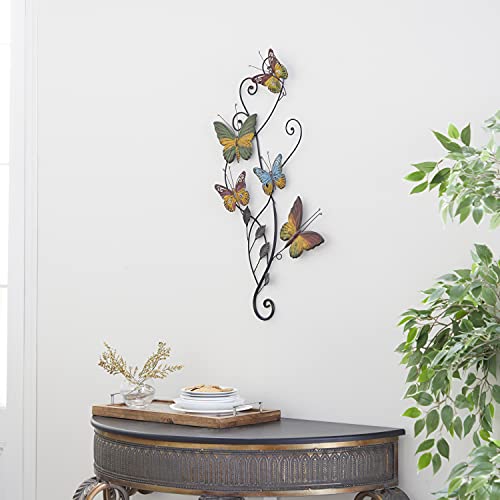 Eclectic Metal Butterfly Wall Decor, 29"H x 15"W, Multi Colored