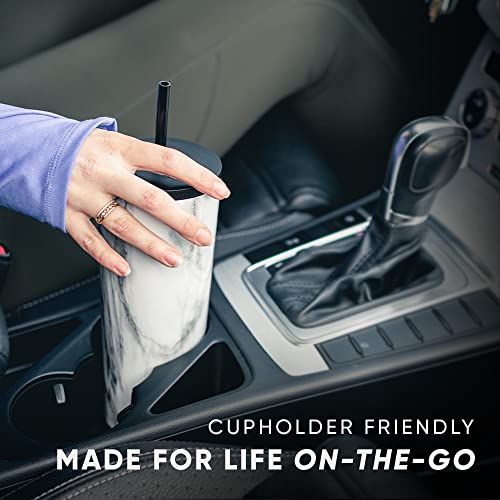 Insulated Tumbler with Lid and Straw | Iced Coffee Cup Reusable Stainless Steel