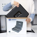 Large Cash Box with Lock - 2017 New Metal Money Box 100% Safe Black