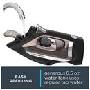 Steam Iron with Retractable Cord and Stainless Steel Soleplate, Black