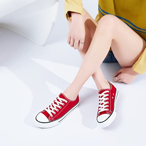 Women’s Red Canvas Shoes Low Top Fashion Sneakers