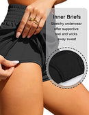 Women's Athletic Shorts High Waisted Running Shorts Pocket Sporty Shorts Gym Elastic