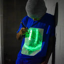 Interactive Glow in The Dark T-Shirt - Fun for Birthday Parties & Festivals (Blue/Green Glow, Large)