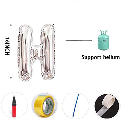 16 Inch Silver Letter Balloons Mylar Foil Alphabet Letter A-Z Balloons Set