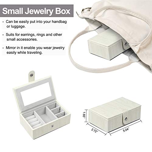 Jewelry Box for Women Girls with Small Travel Case Mirror Necklace Ring Earrings