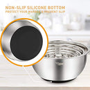 Mixing Bowls Set of 5, Wildone Stainless Steel Nesting Bowls with Airtight Lids, 3 Grater Attachments