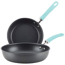 Rachael Ray Twin Pack Hard Anodized Aluminum Skillet Set, 9.5 & 11.75-Inch, Light Blue