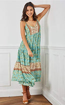Women's Dresses Floral Adjustable Spaghetti Strap V Neck Boho Long Maxi Dress