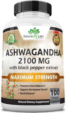 Organic Ashwagandha 2,100 mg - 100 Vegan Capsules Pure Organic Ashwagandha Powder