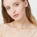 Rose Gold Plated Butterfly Necklace Stud Earrings for Girls Women Jewelry Set
