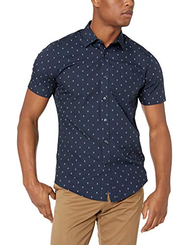 Men's Slim-Fit Short-Sleeve Print Shirt, Anchor, Large