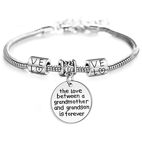 Love between a Grandmother and Grandson is Forever Charm Bracelet Family Jewelry