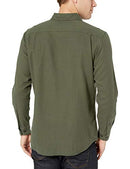 Men's Regular-Fit Long-Sleeve Two-Pocket Flannel Shirt, Olive Heather - Medium