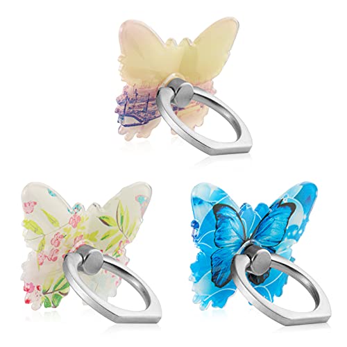 Hard PC Butterfly Phone Ring Holder 360°Rotation Finger Stand Kickstand Universal