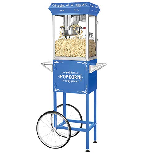 Great Northern Popcorn Blue 8 oz. Foundation Vintage Style Popcorn Machine /Cart