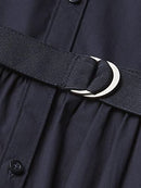 School Uniform Short Sleeve Shirtdress Dress, Navy Blue, 6X US