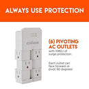 On-Wall Surge Protector with 6 Pivoting AC Outlets & 1080 Joules of Surge Protection