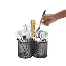 Mind Reader Microwave Cart Utensil Holder, 3-Section, Black