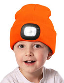 Unisex Beanie Hat with Light for Kids, USB Rechargeable Hands Free LED Headlamp Hat