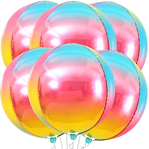 Jumbo Pastel Rainbow Balloons for Birthday Party - Pack of 6 | Large 22 Inch