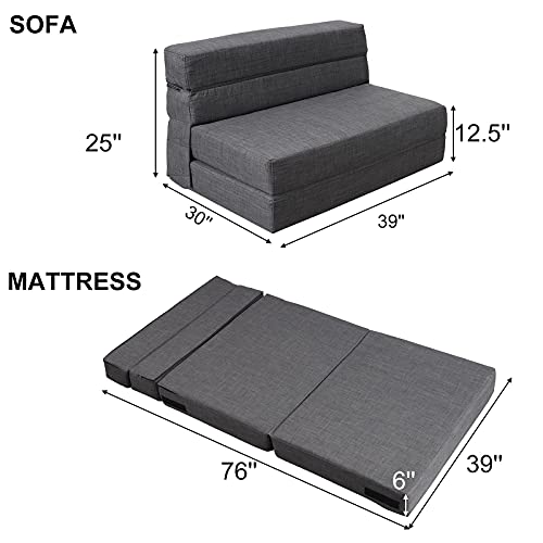 Fold Sofa Bed Couch Memory Foam with Pillow Futon Sleeper Chair Guest Bed