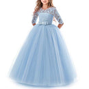 NNJXD Girl's Embroidery Tulle Lace Flower Girl Wedding Dress 3/4 Sleeve Long