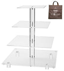 Jusalpha® Large 4 Tier Square Acrylic Cupcake Tower Stand-Cake Stand-Dessert Stand-Cupcake Holder-Pastry Serving Platter-Candy Bar Party Décor-Party Supply(4 Tier with Rod Feet) (4SF-V2)