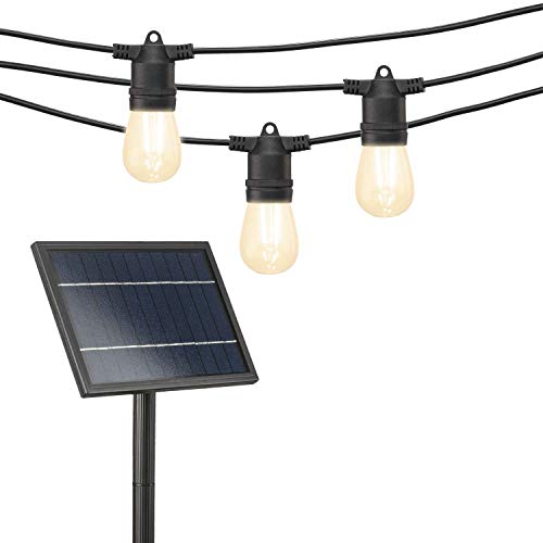 Mr Beams S14 Bulb Solar LED Weatherproof Outdoor String Lights, 54 feet, Black