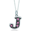 Pink Letter J Alphabet Initial Charms Bead Necklace Pendant