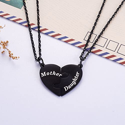 Mother and Daughter Heart Matching Necklace Set for 2 - Daughter to Mom Jewelry
