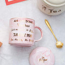 Teacher Appreciation Gifts - Pink Marble Ceramic Coffee Mugs 11.5oz and Lid
