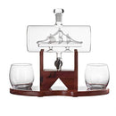 Whiskey Decanter Set, Liquor Dispenser for Home Bar,1250ml Ship & 2 Whiskey Glasses