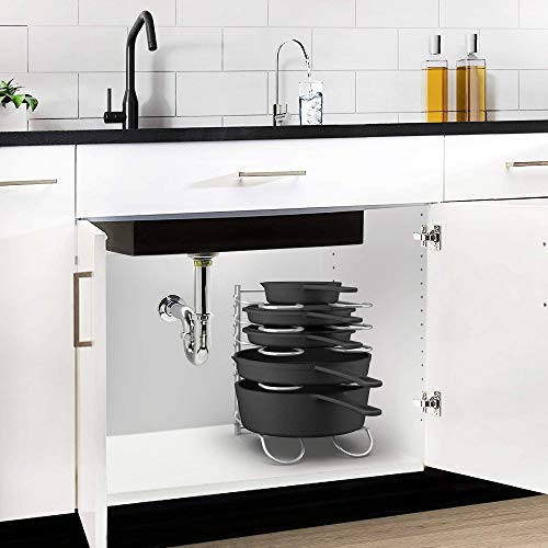 Simplehouseware Kitchen Cabinet Pantry Pan and Pot Lid Organizer Rack Holder Bronze
